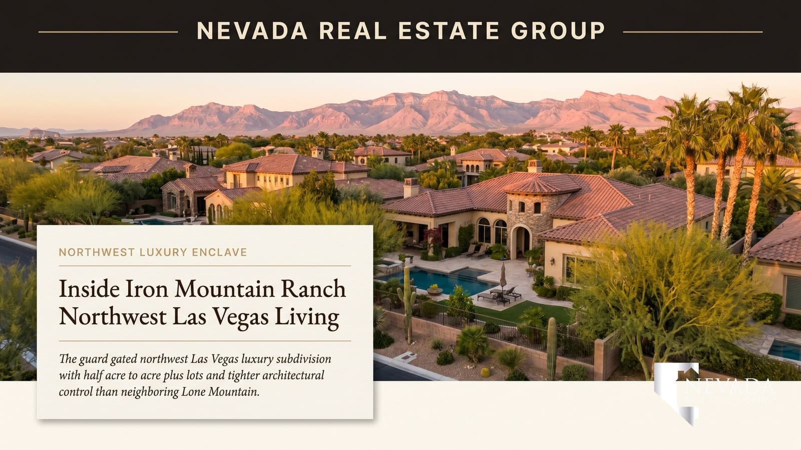Custom hillside estate inside Iron Mountain Ranch with mountain backdrop in northwest Las Vegas