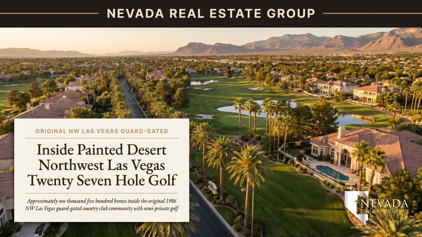 Painted Desert northwest Las Vegas guard-gated country club community with golf course and Sheep Range backdrop