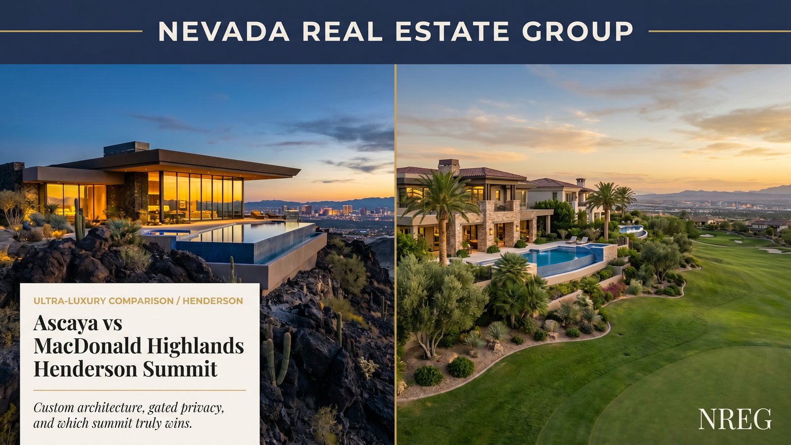 Ascaya and MacDonald Highlands hillside guard-gated communities in Henderson Nevada