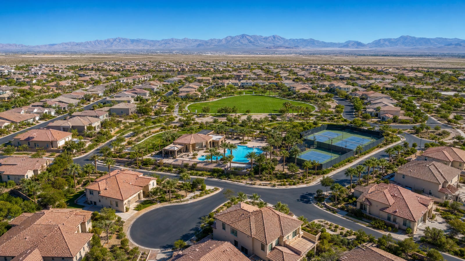Providence master plan Centennial Hills established family neighborhood with mature landscaping and Mediterranean architectural styling