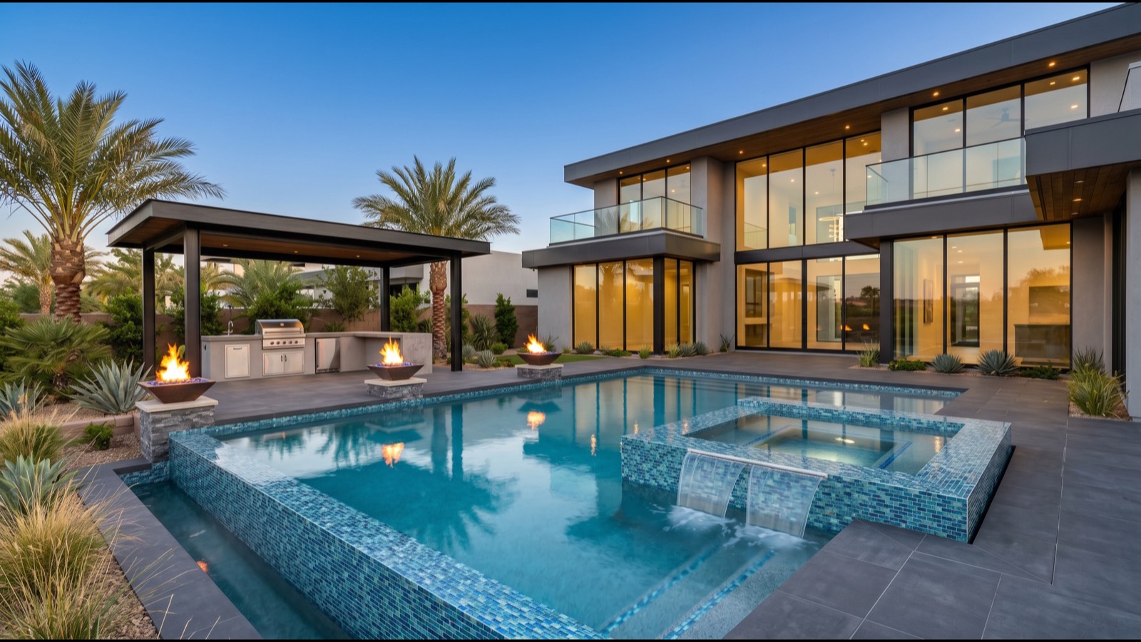 Desert Shores Las Vegas beach club amenity center with pool deck and sand frontage on private lake