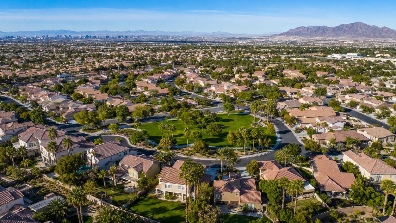 Silverado Ranch neighborhood in Enterprise south Las Vegas with established 1998-2008 single-family homes and mature landscaping