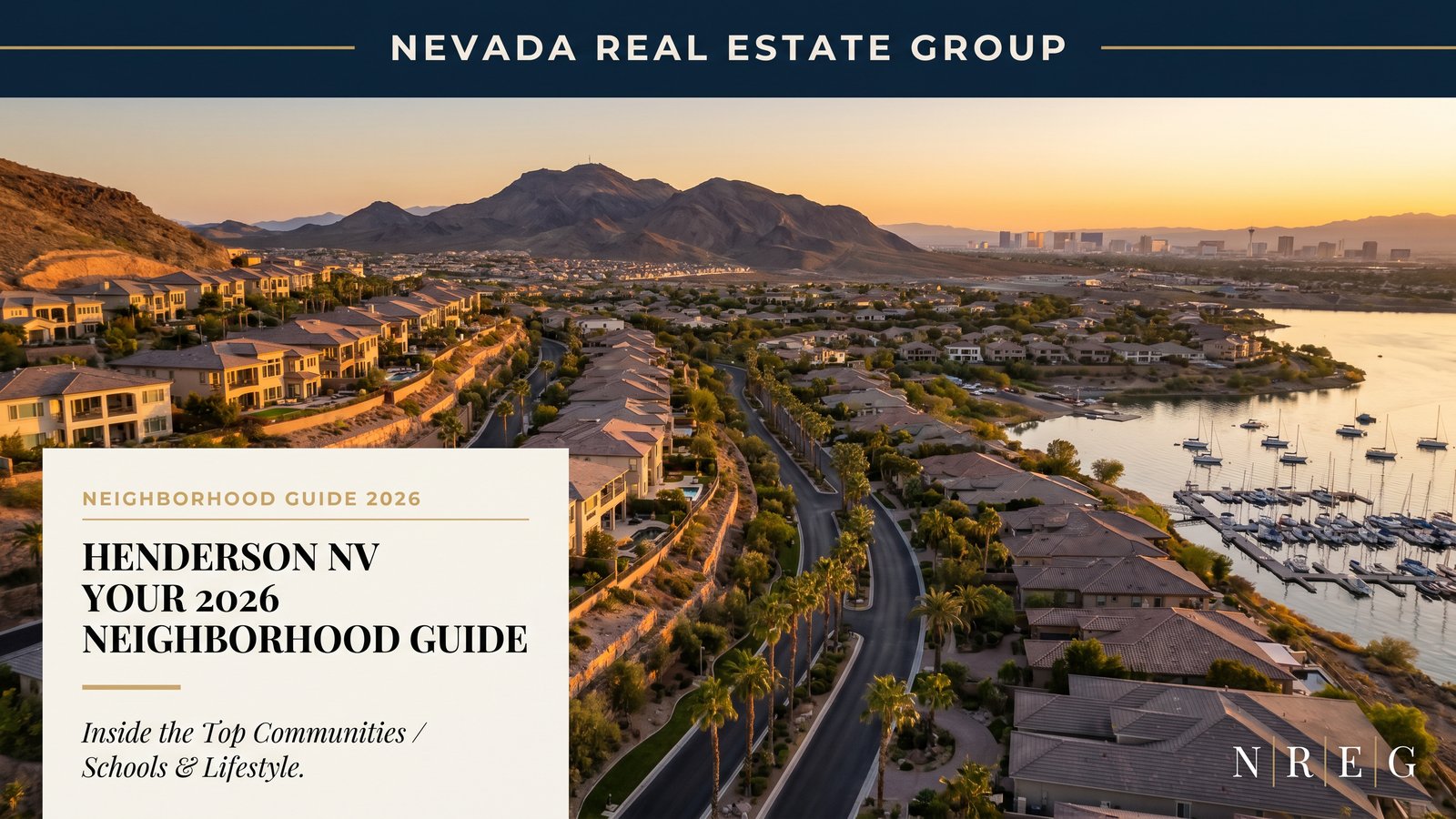 Henderson Nevada neighborhood guide tree-lined street with family homes and mountain backdrop