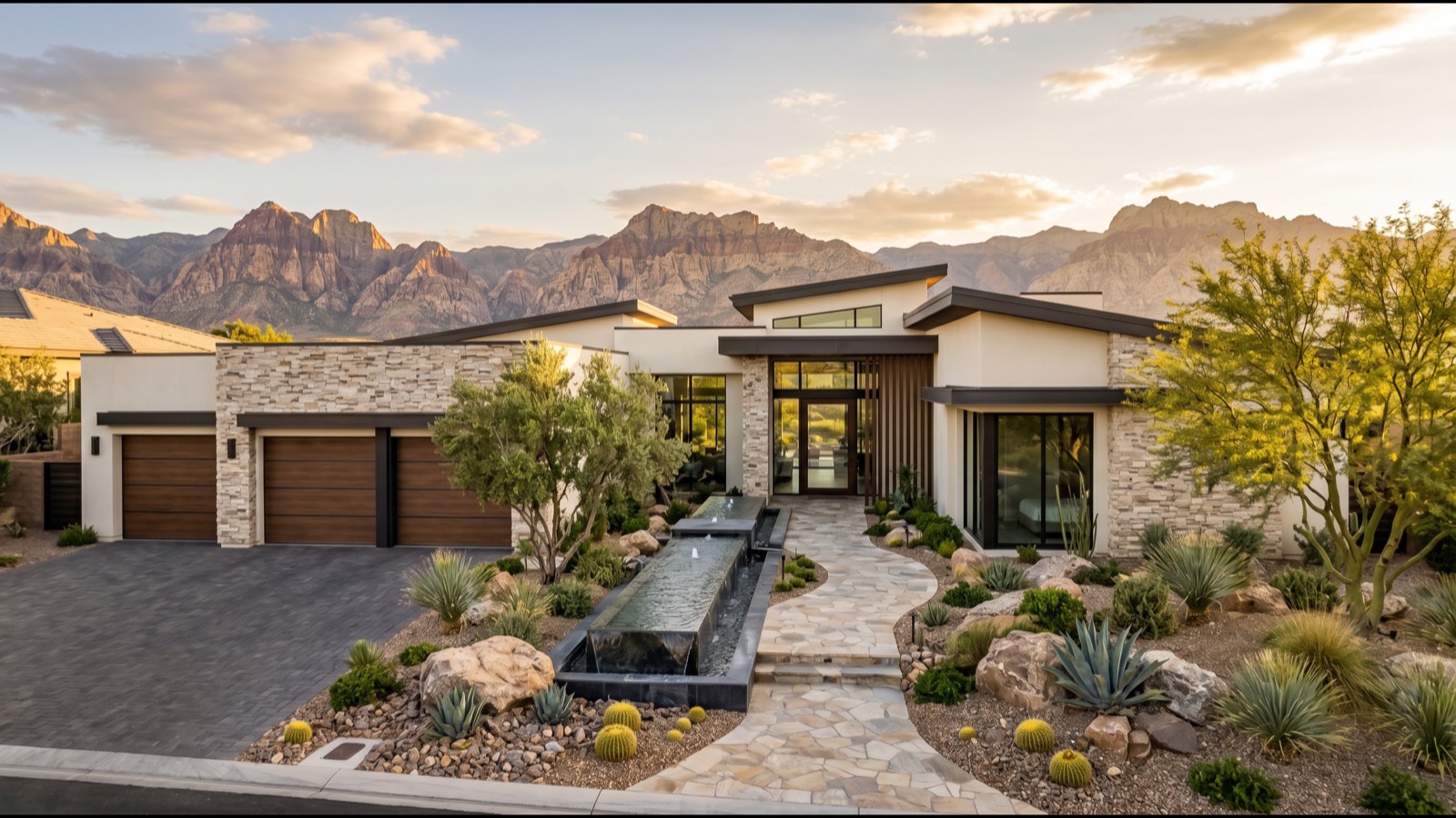 Luxury Las Vegas estate against the mountains, the kind of home coastal home-sale proceeds buy outright in a zero-income-tax state