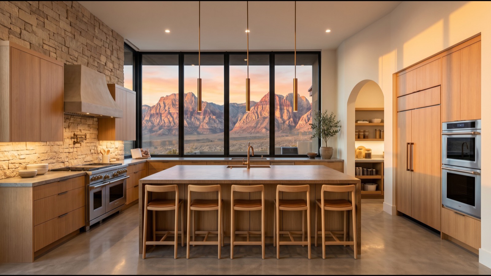 Clean, decluttered, neutral Las Vegas kitchen prepped and styled for listing photos and showings