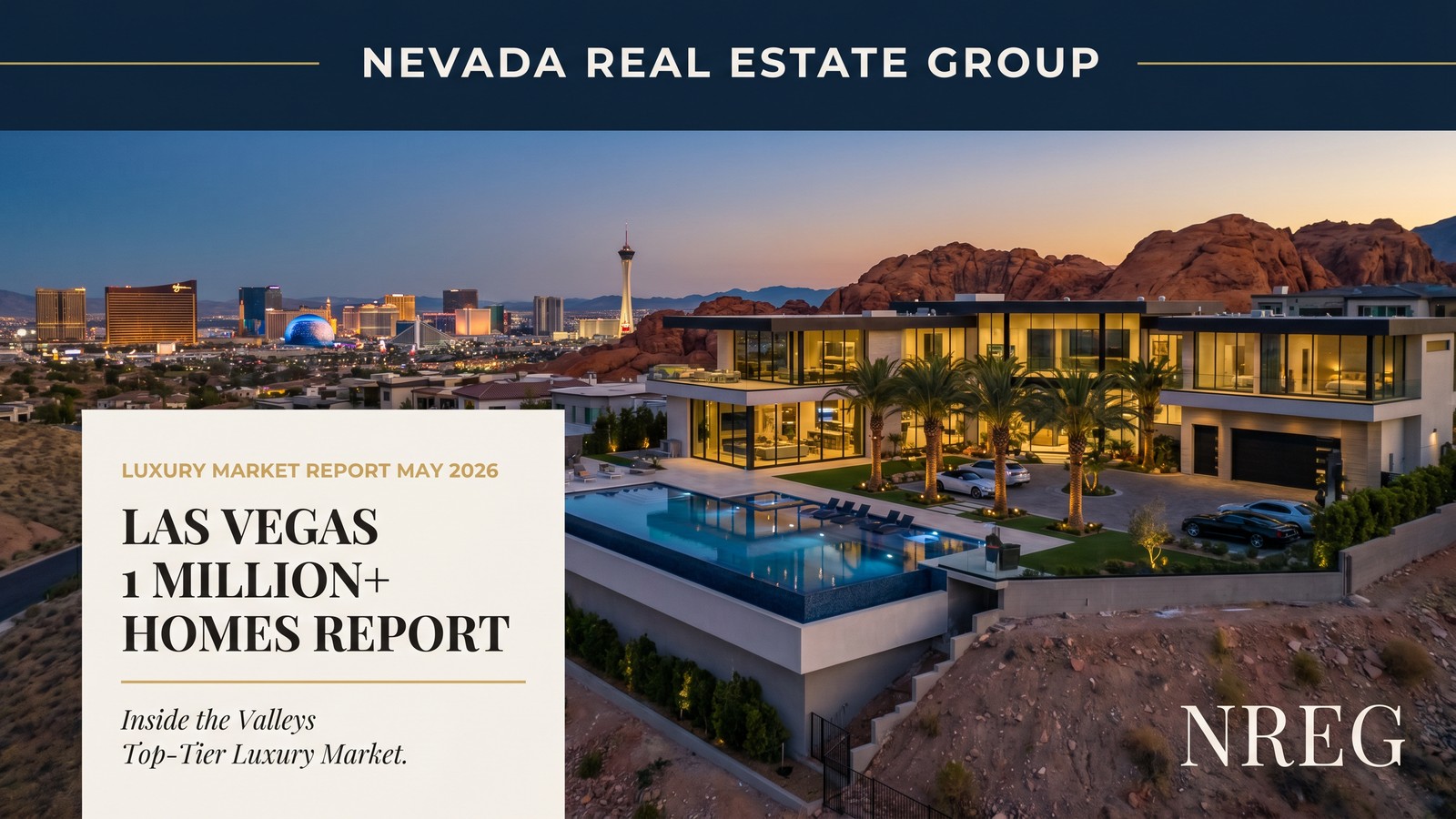 Las Vegas Strip luxury condo trophy tier exterior featuring multiple high-rise towers at twilight with warm interior lighting