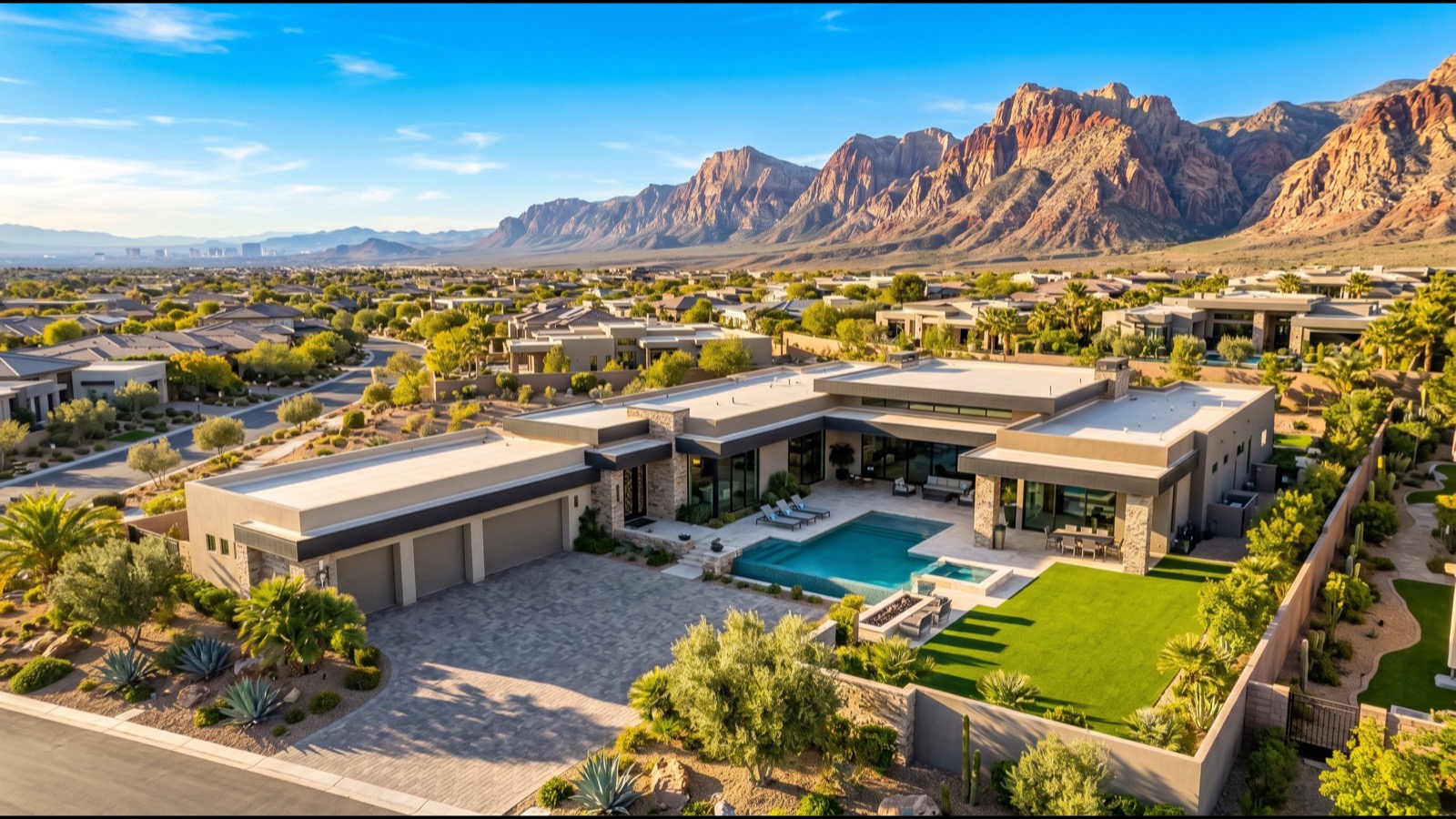 Guard-gated luxury estate in Las Vegas, the type of home a New York City home sale can buy outright