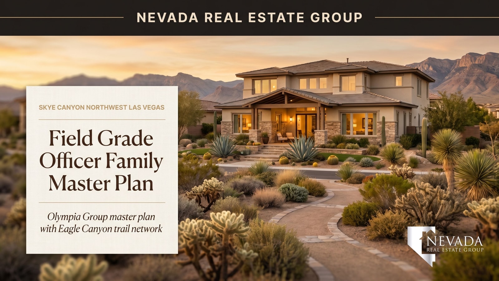 Skye Canyon master plan trail system at Eagle Canyon with families biking near Sheep Range for 2026 buyer guide