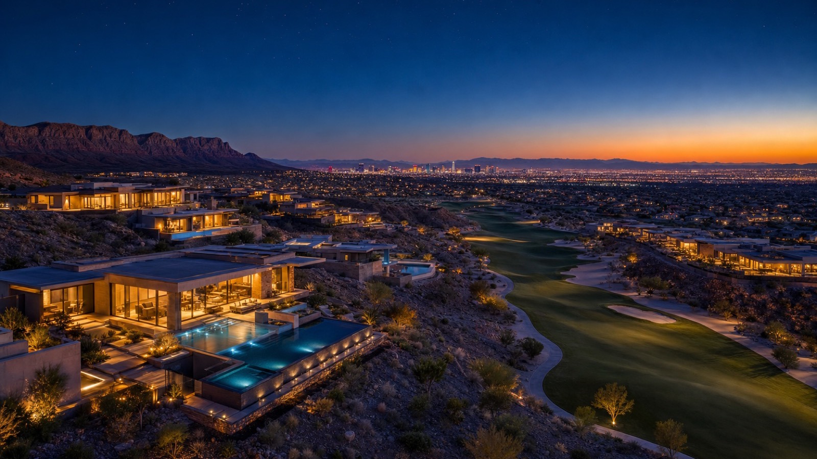 Red Rock Canyon sandstone escarpment immediately west of The Summit Club Summerlin community