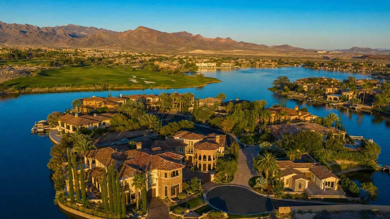 The Lake at Las Vegas community aerial view, Henderson Nevada