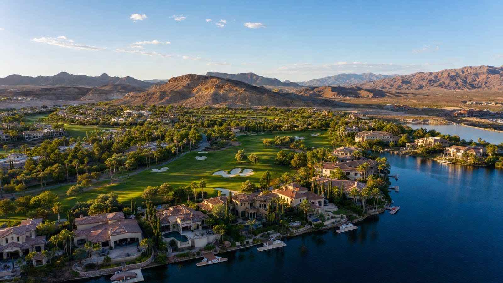 Lake Las Vegas community aerial view, Henderson Nevada