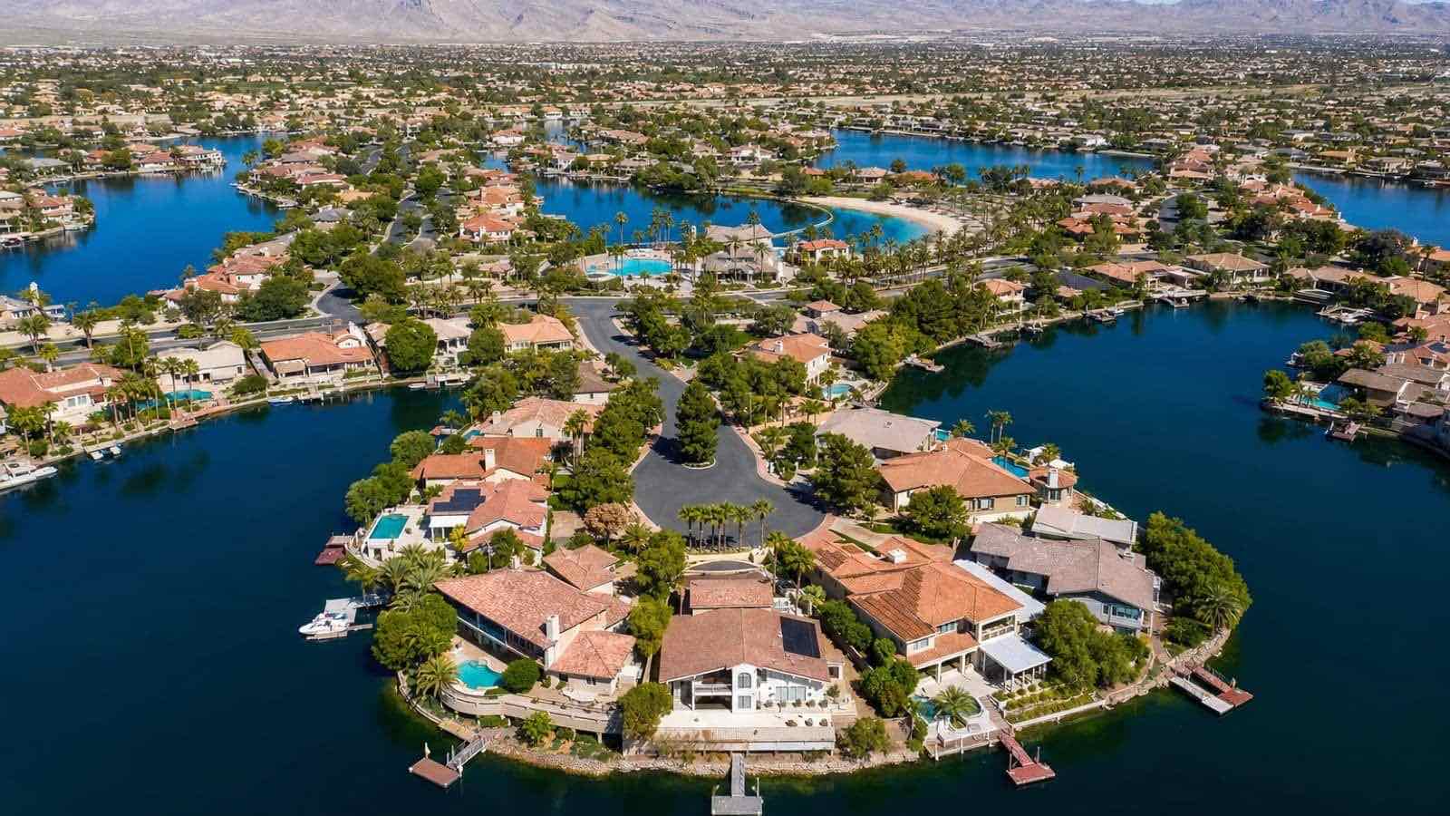 Desert Shores North community aerial view, Las Vegas Nevada