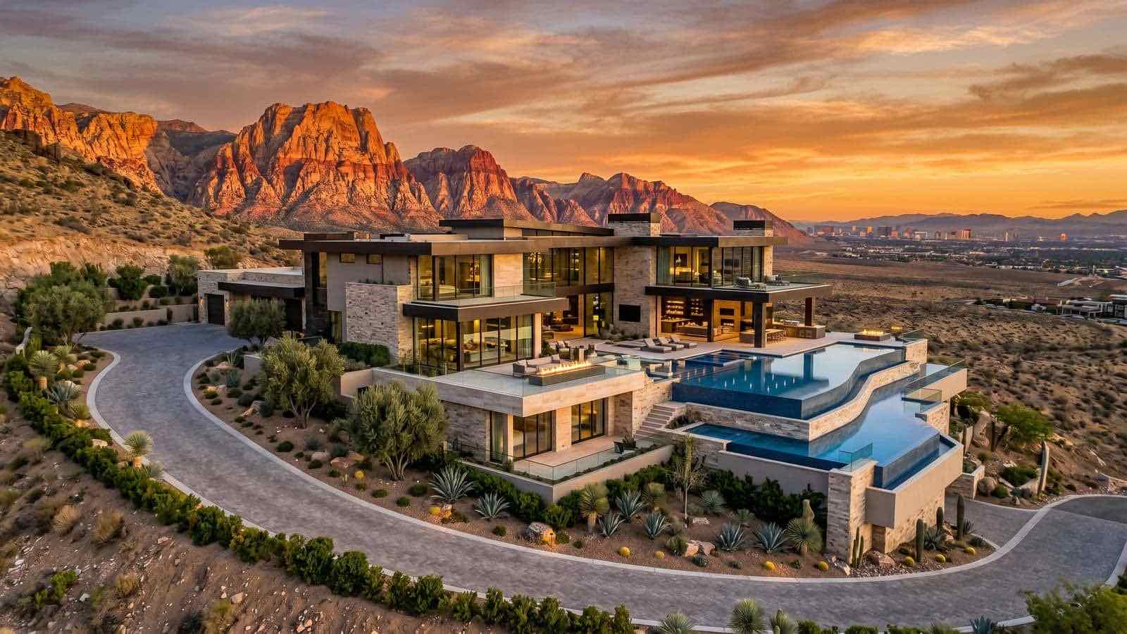 Portofino at Southern Highlands community aerial view, Las Vegas Nevada