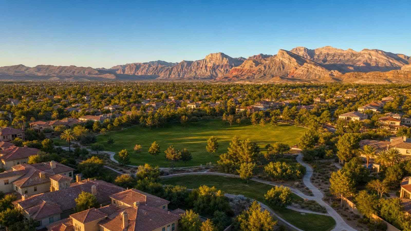 Sun City Summerlin community aerial view, Las Vegas Nevada