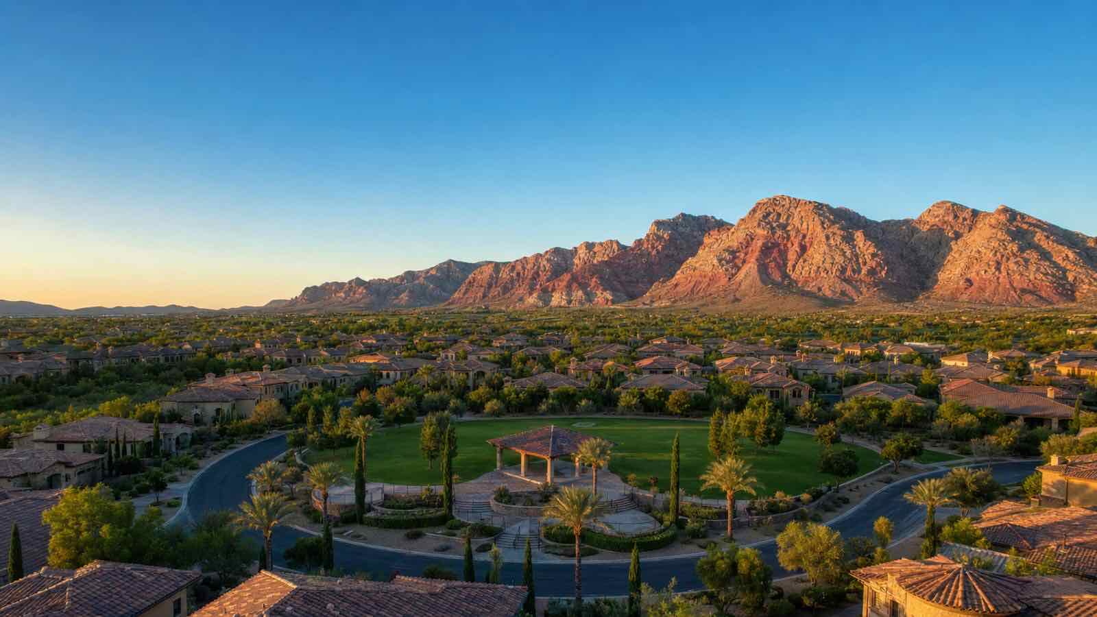 The Pointe community aerial view, Las Vegas Nevada
